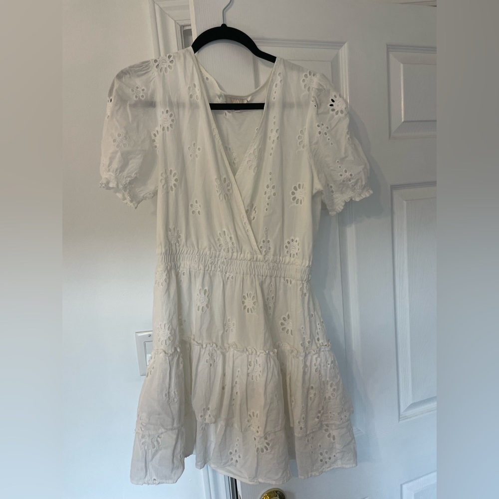 WAYF Reese Faux Wrap Minidress White